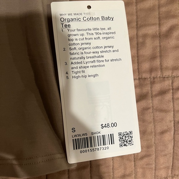 💕NWT Lululemon Baby Cotton Tee in tan💗 - Picture 3 of 6